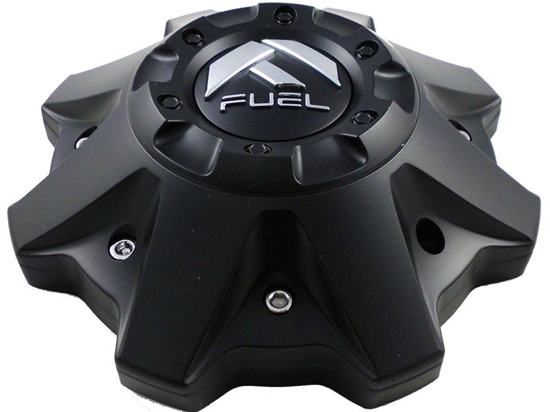 Fuel Offroad غطاء مركز عجلات فويل مطفي أسود كروم مع مسامير واحد (1) 1002-53B M-447 8-لوج - Image 1